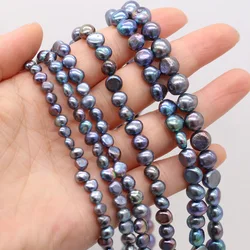 Stained Black Pearls Sapcer Beads Natural Freshwater Pearl Cross-hole Two-sided Light Beads for Jewelry Making Necklace Bracelet