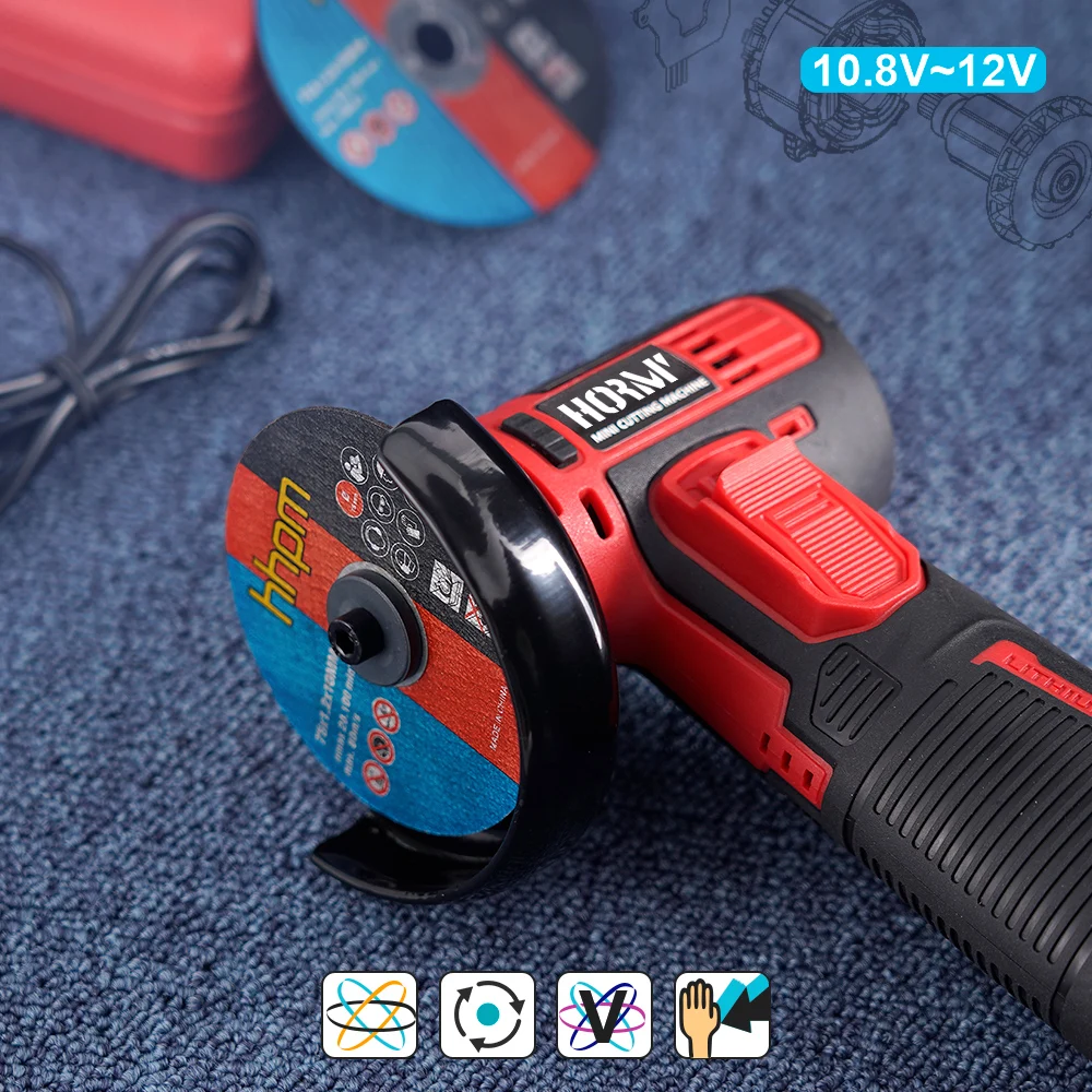 12V Mini Electric Angle Grinder 19500RPM Lithium Battery Cordless Grinder Diamond Cutting Power Tool Polishing Grinding Machine