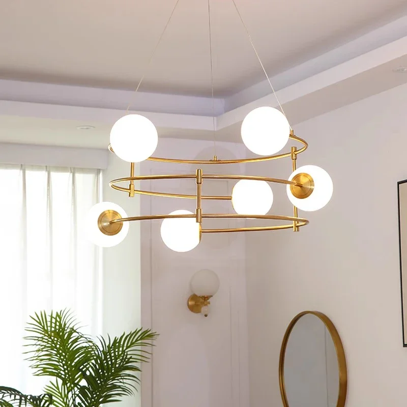 

Nordic Home Decor Glass Ball Chandeliers for Dining Room Bedroom Lobby Pendant Lamp Indoor Lighting Hanging Light Fixture