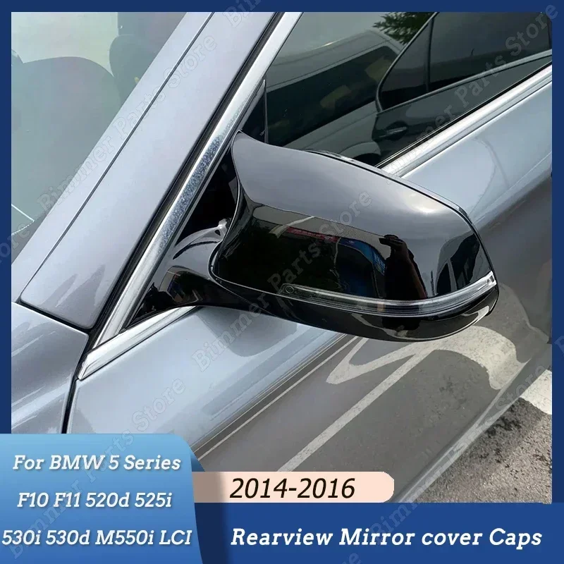 

Rear View Side Mirror Cover Accessories Gloss Black ABS For BMW 5 Series F10 F11 520d 525i 530i 530d M550i 2014 2015 2016 LCI