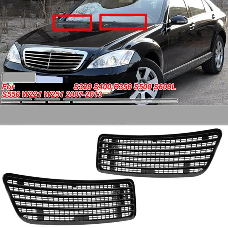 1Pair Left & Right Side Hood Upper Grill Vent For 2007-2013 MERCEDES S550 W221