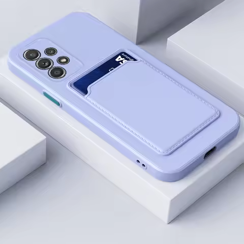 Soft Silicone Slot Wallet Card Holder Back Case For Samsung Galaxy S24 S23 S22 S21 S20 Plus FE Note 20 Ultra A51 A71 A54 Cover