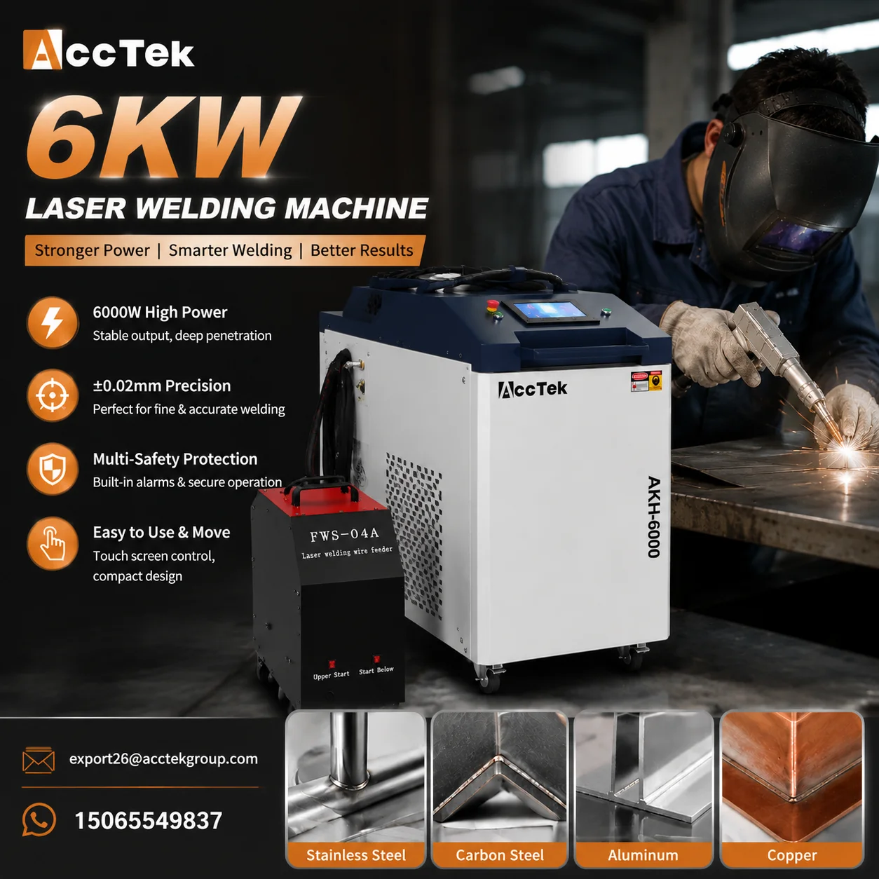 6000W 4-in-1 Faserlaser-Schweiß-, Schneid-, Reinigungs- und Lötmaschine 2000W 1500W Reci Handgehaltener Faserlaser-Schweißer für alle Metalle
