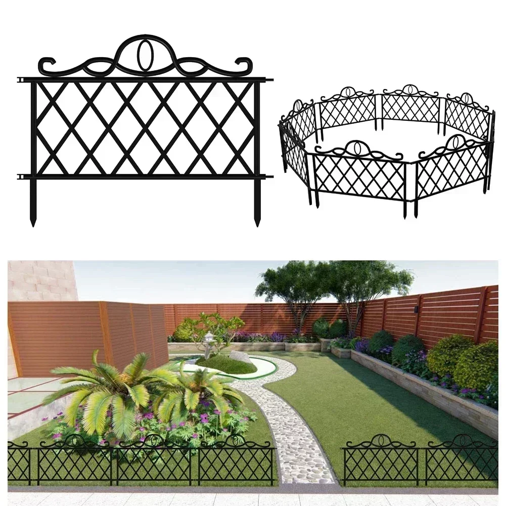 6pcs Decorative Garden Fence  Plastic Detachable Garden Lawn Edging Border DIY For Landscape Patio Yard Outdoor Decor