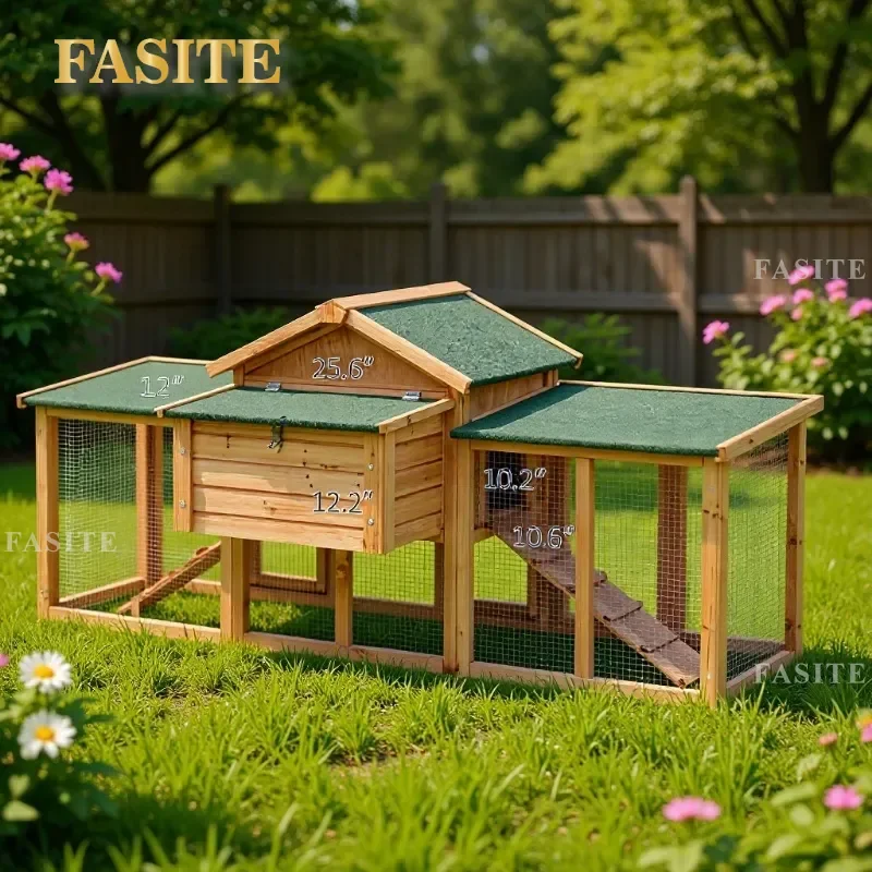 For Chicken Solid Wood Coop Outdoor Cage Customized Rainproof Run House with Egg Collection Box Durable Farm Poultry Shelter