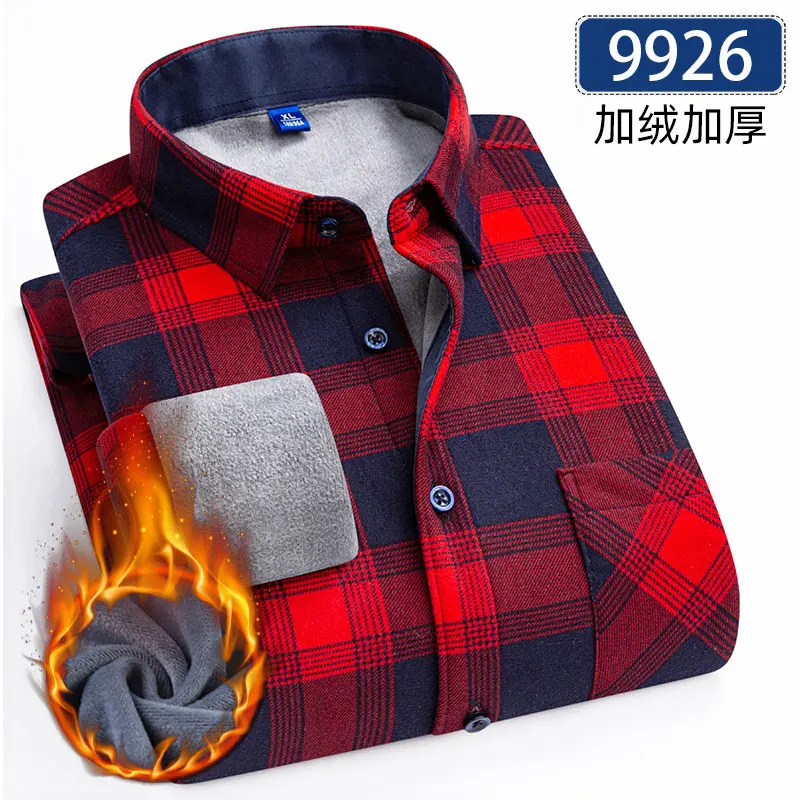 Immagine 3: Nuova camicia da uomo 5XL autunno e inverno più pile ispessito caldo manica lunga non stirabile plaid business casual slim fit moda