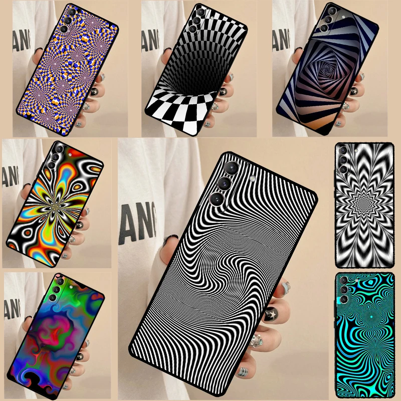 Optical Illusion Print Case For Samsung Galaxy S23 S22 S21 Ultra S20 FE S8 S9 S10 Note 10 Plus Note20 Ultra Cover