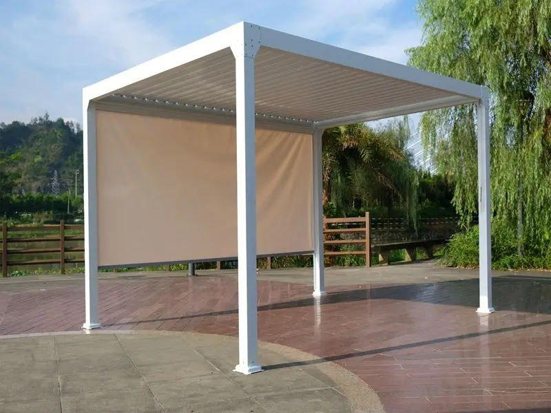 Factory Direct Sale Rainproof Outdoor Pavilion with Adjustable Blinds Controlled By An App Smart Pergola Anodized Gazebo