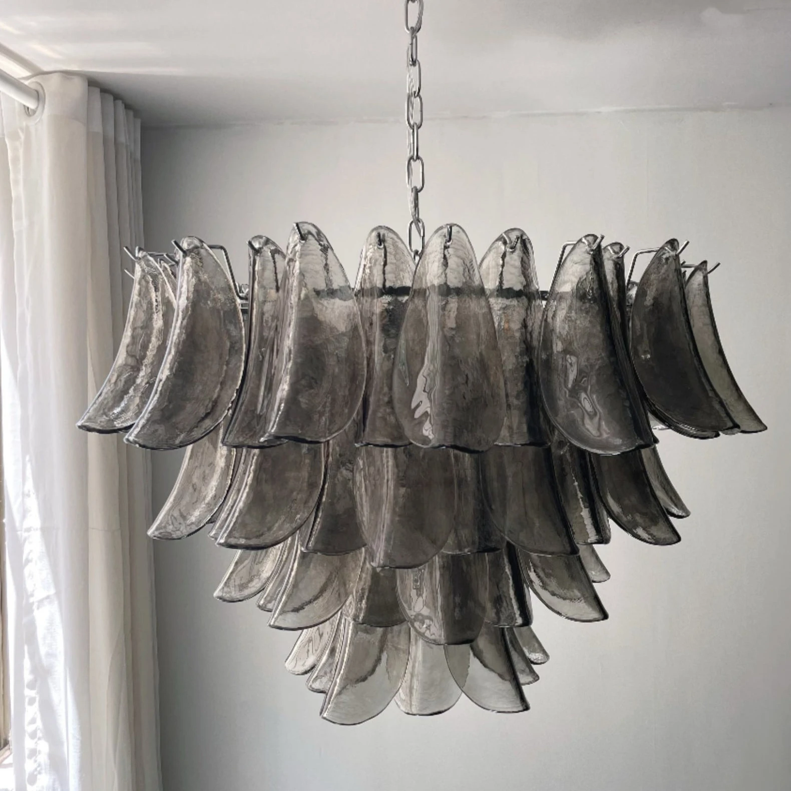 Nordic Luxury Murano Smoke Gray Glass Pendant Lights Vintage Foyer Dining Room Bedroom Chandelier French Style Hanging Lamps