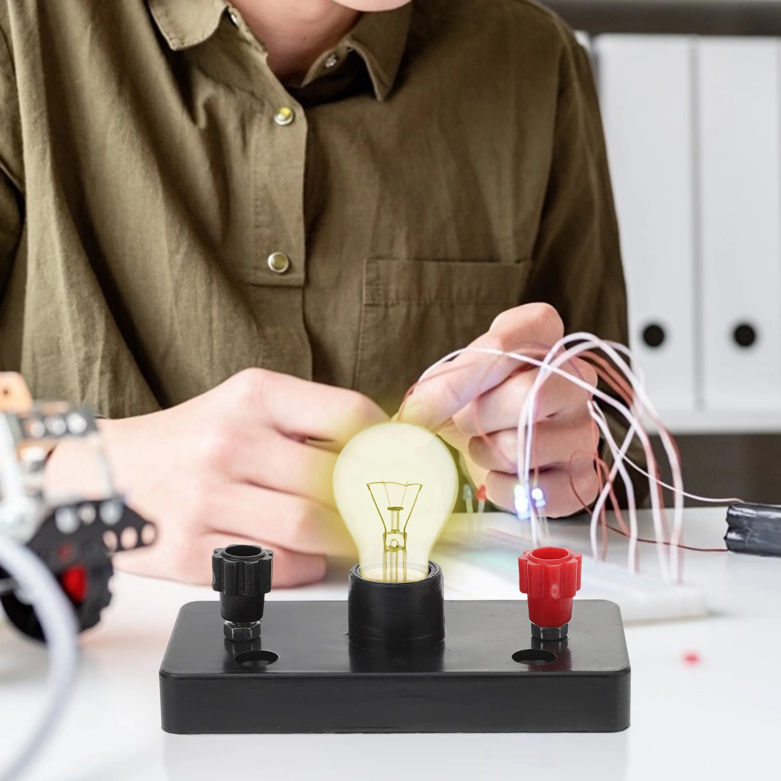 

10Pcs Physics Lamp Holder Screw Terminal Plastic Base for Electrical Science Experiments Education Lab Tools Supplies