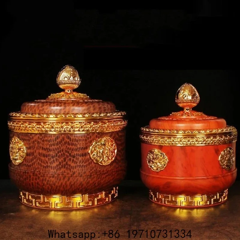 

Tibetan Brown Toba Jar Food Bottle Organizer Tantric Metals Handicraft Buddhist Auspicious Tribute Home Gift Desktop Decorative