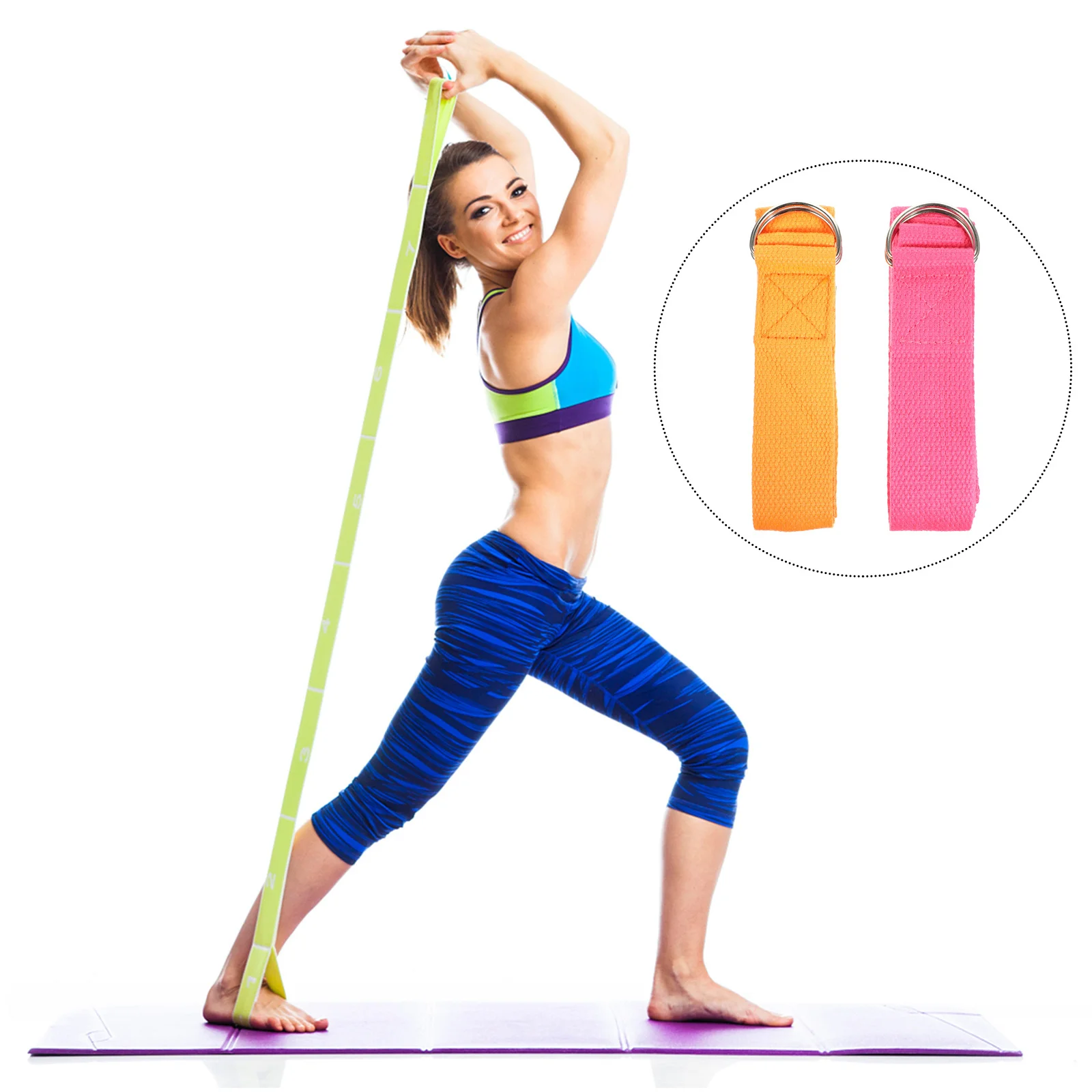 

2Pcs 1.8m Yoga Stretch Strap Nonelastic Fitness Pulling Rope for Pilates Strength Training Exercise Muscle Stretching Resistance