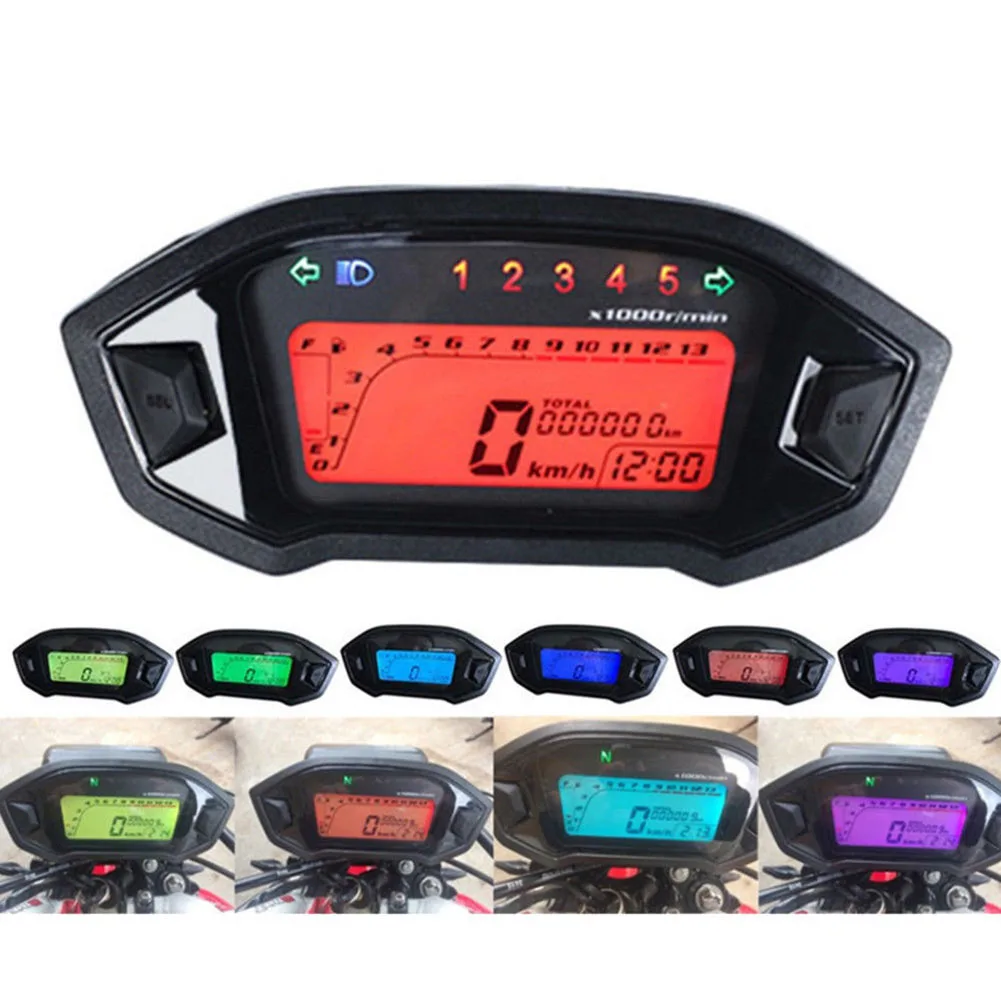 Motorcycle Universal Digital Gauge Speed Tachometer LCD 7inch Screen HD Digital Display Turn Signal Indicator Oil Gauge