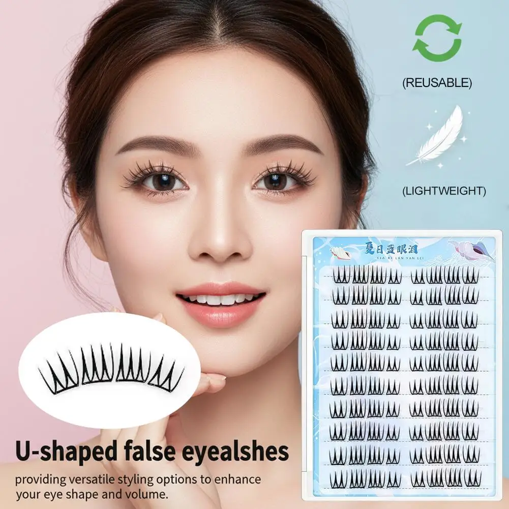 Korean 10 Rows Korean Girl Group Style False Eyelashes U Shape Wispy Idol Lashes Enlarge Eyes Natural Self Adhesive Eyelash Exte