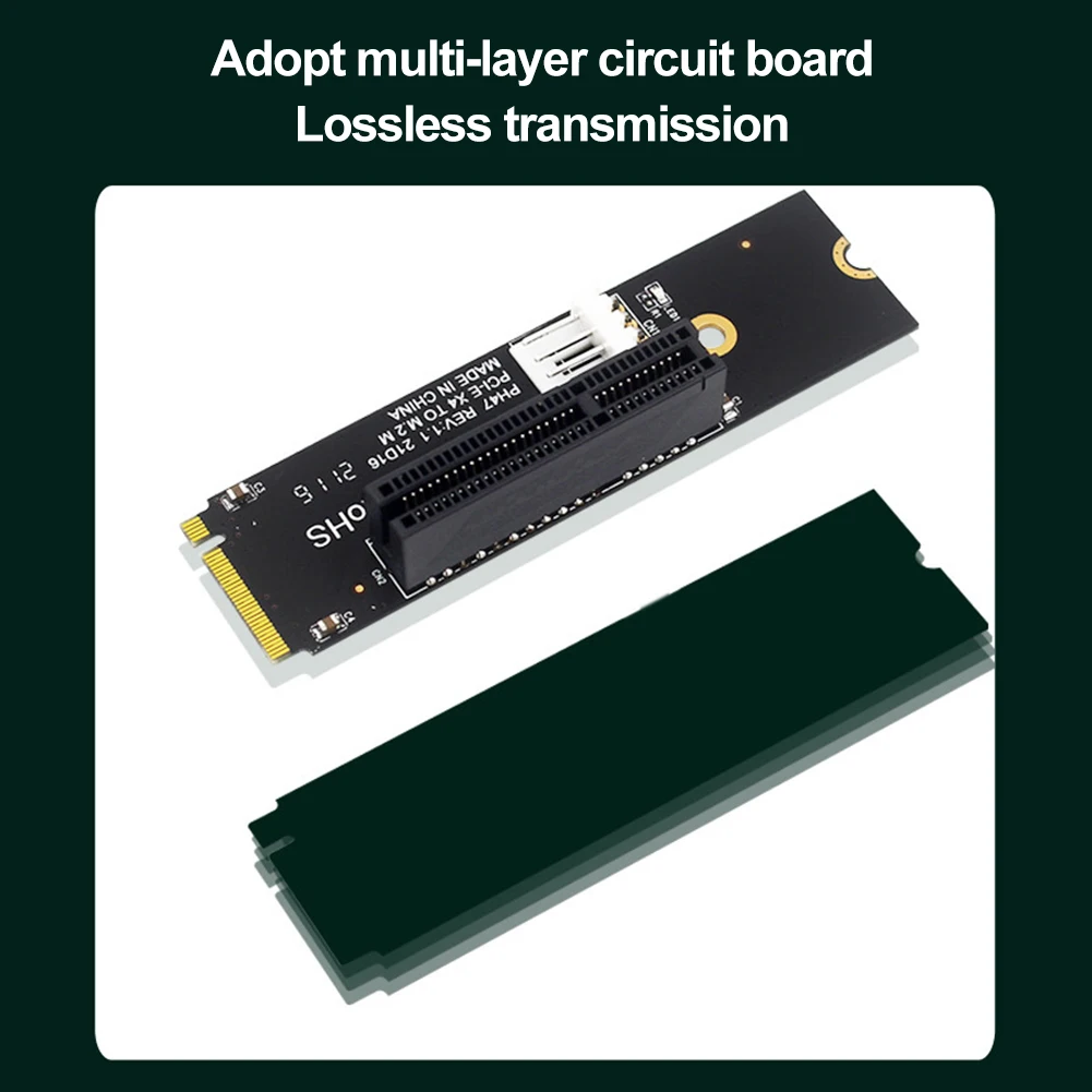NGFF M.2 إلى PCI-E 4X SATA Power Riser متوافق مع X1 X4 X8 X16 PCI-e واجهة تحويل محول تغليف الأكياس الثابتة