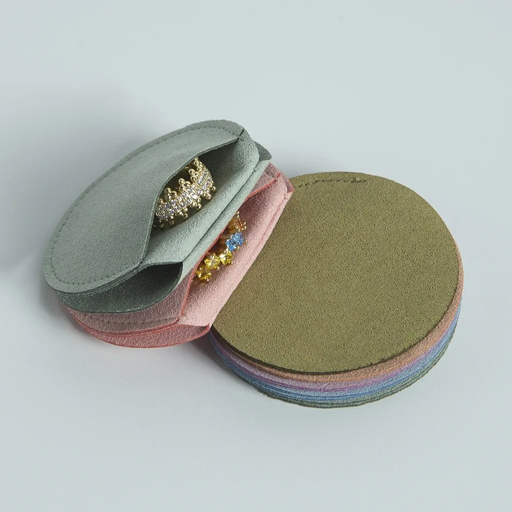 3PCS New 7x7cm Earrings Jewelry Bag Round Microfiber Packaging Bag Velvet Suede Dust Protect Jewelry Wrapping Pouch