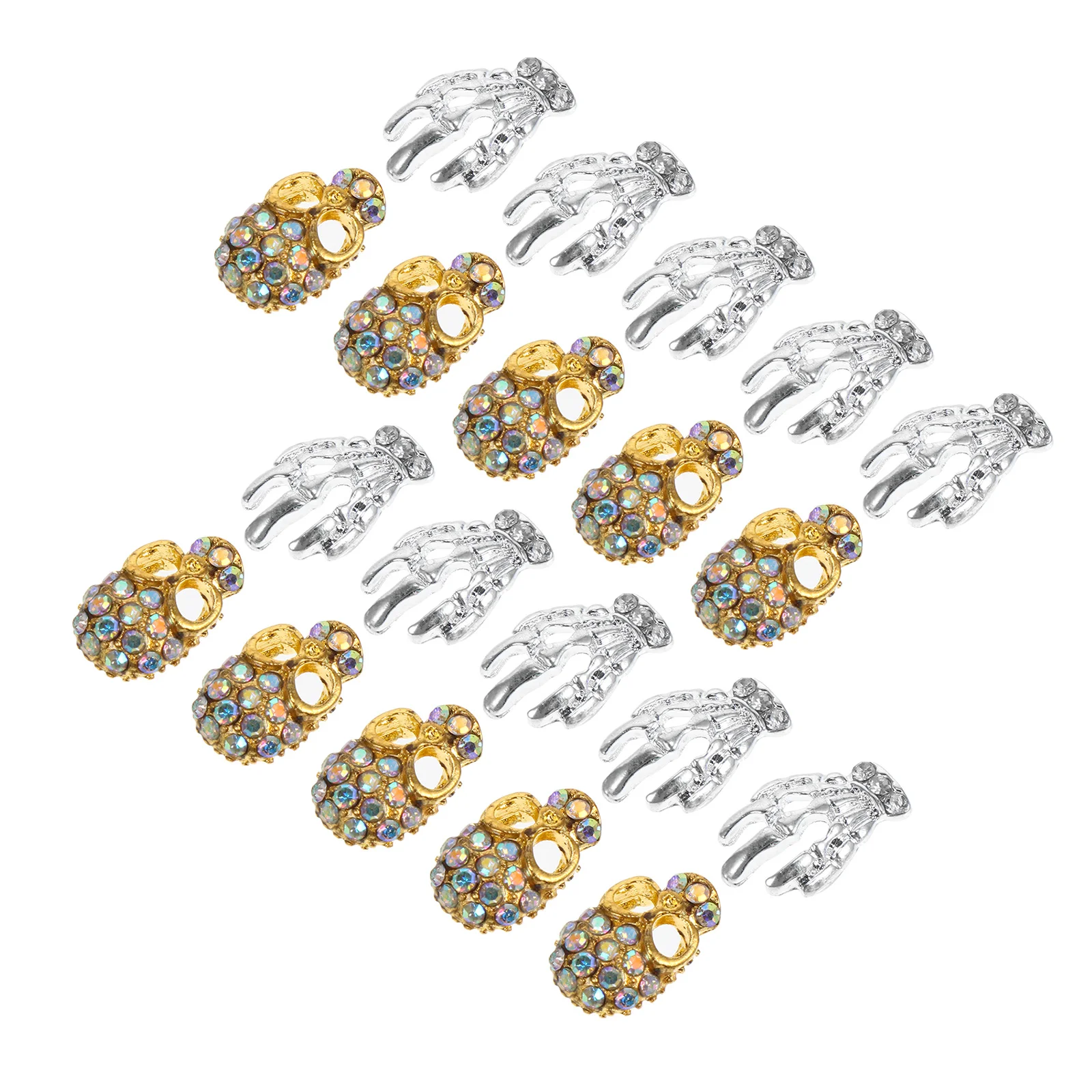 40 Uds. De dijes para uñas con cabeza de calavera y diamantes de imitación, decoración artesanal para uñas, pegatinas para manicura
