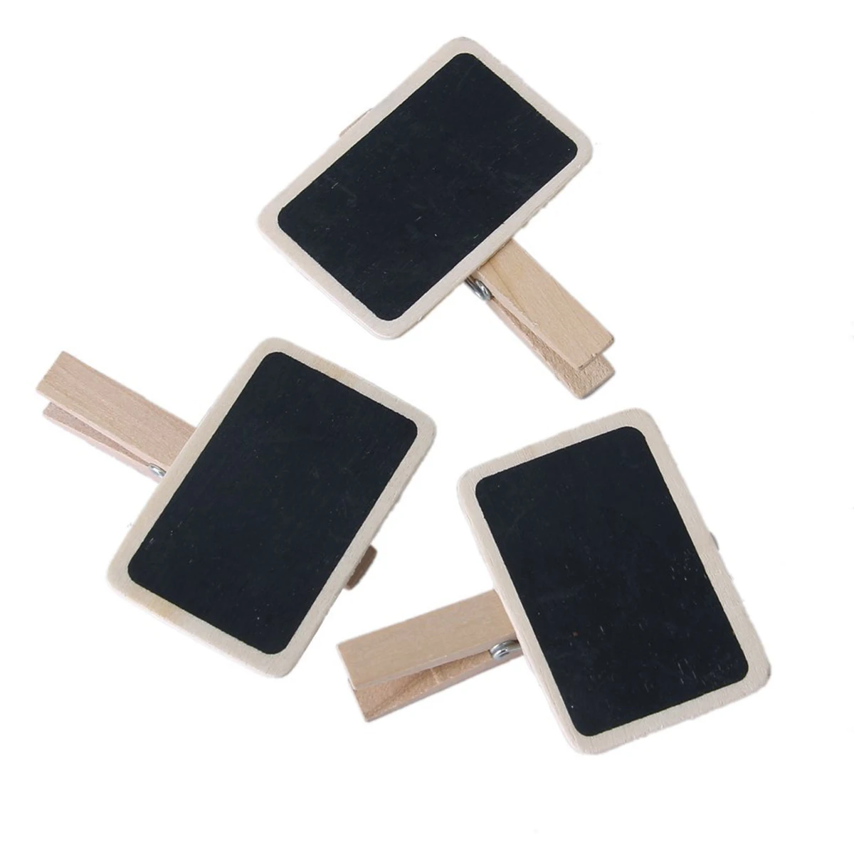 10pcs Mini Wooden Blackboard Clips 6x4cm Desk Memo Sign Rectangular Chalkboard Hanging Photos Notes Papers Craft Decor Display