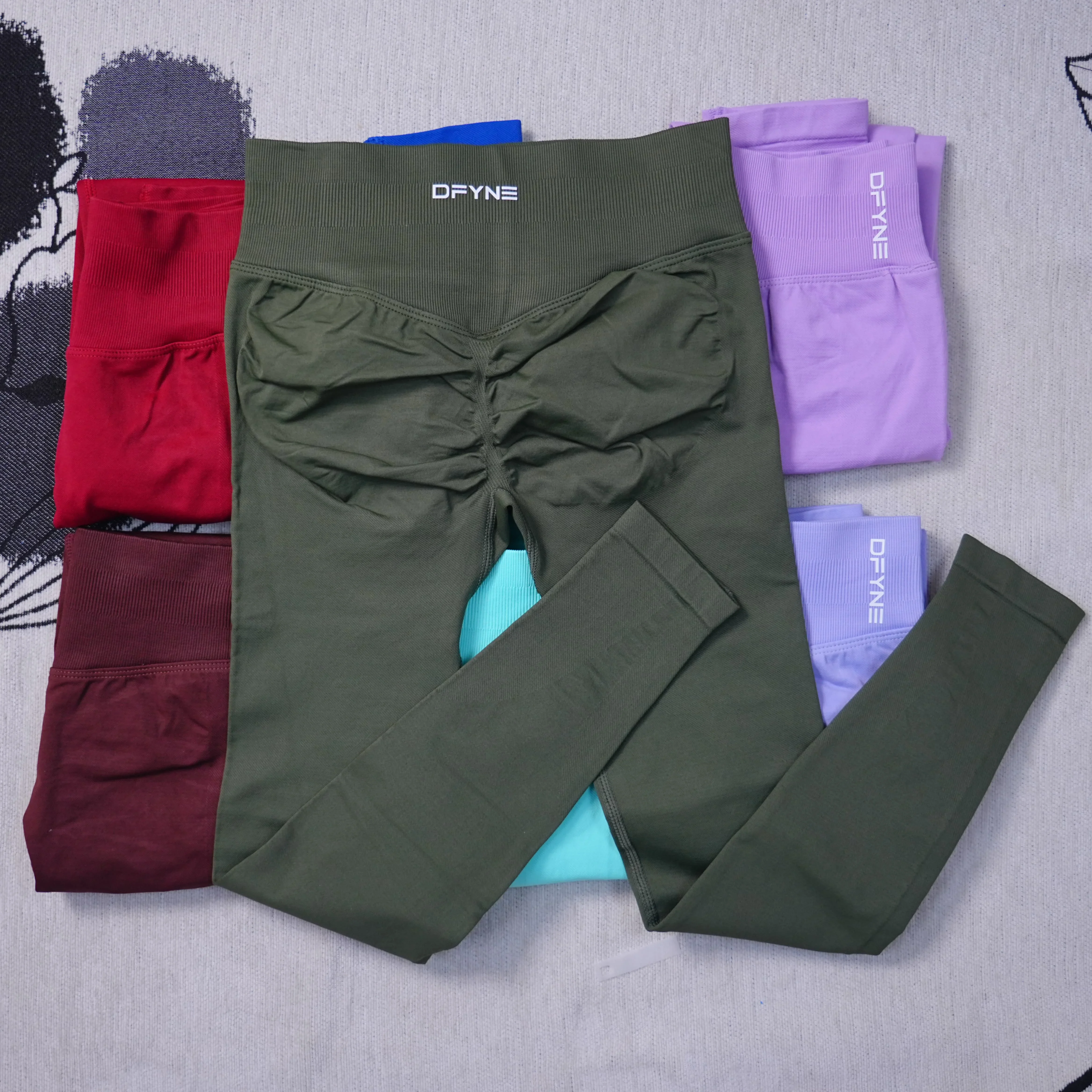 DF اليوغا تأثير طماق النساء حليقة سلس السراويل عالية الجودة طماق منخفضة مضلع سراويل رياضية تمتد اللياقة البدنية الجوارب