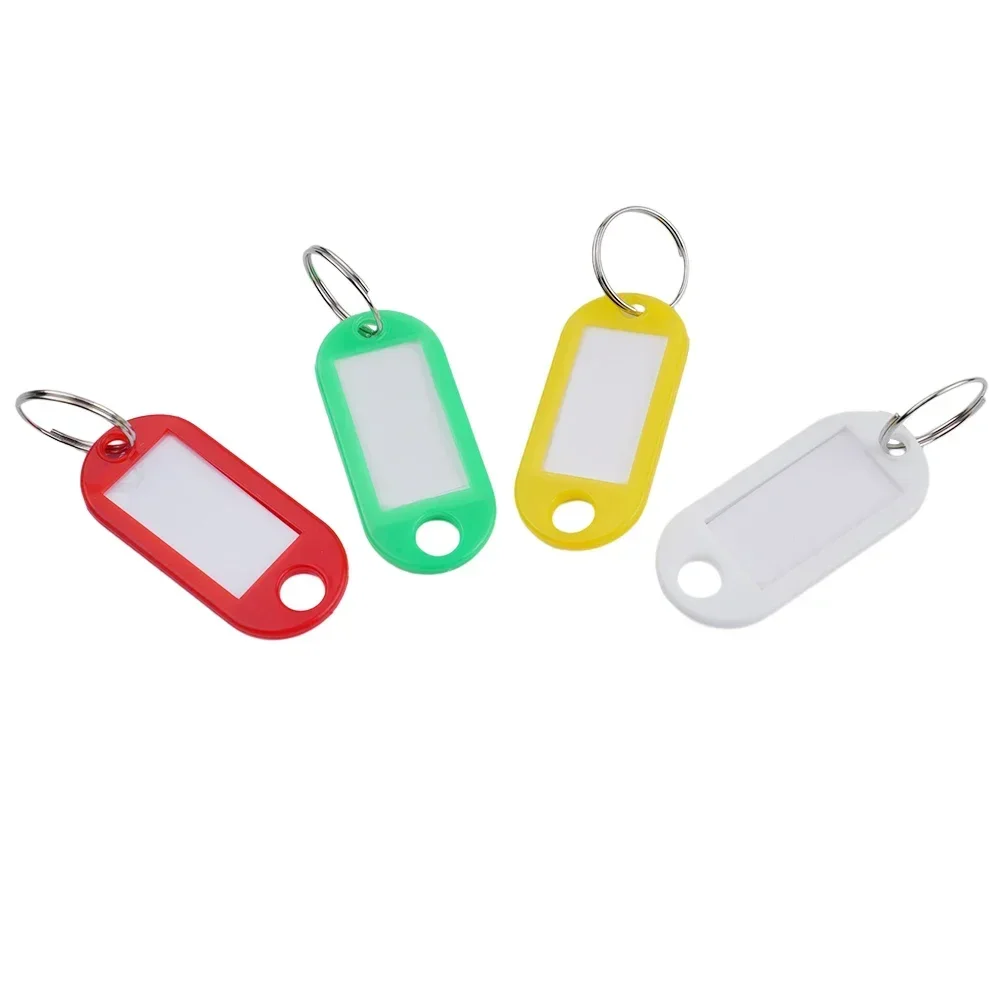 Hochwertig Langlebig 10X Label Keychain Key Rings Colorful Lastic Protective Cover 10pcs 50.0mm X 22.0mm Black