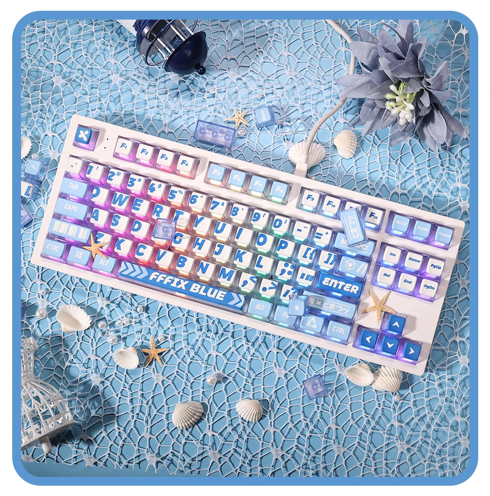 

117 Keys/Set Ice Blue White Pudding Translucent Keycaps ASA Cherry Height for MX Switch DIY Mechanical Keyboard Game Custom Gift