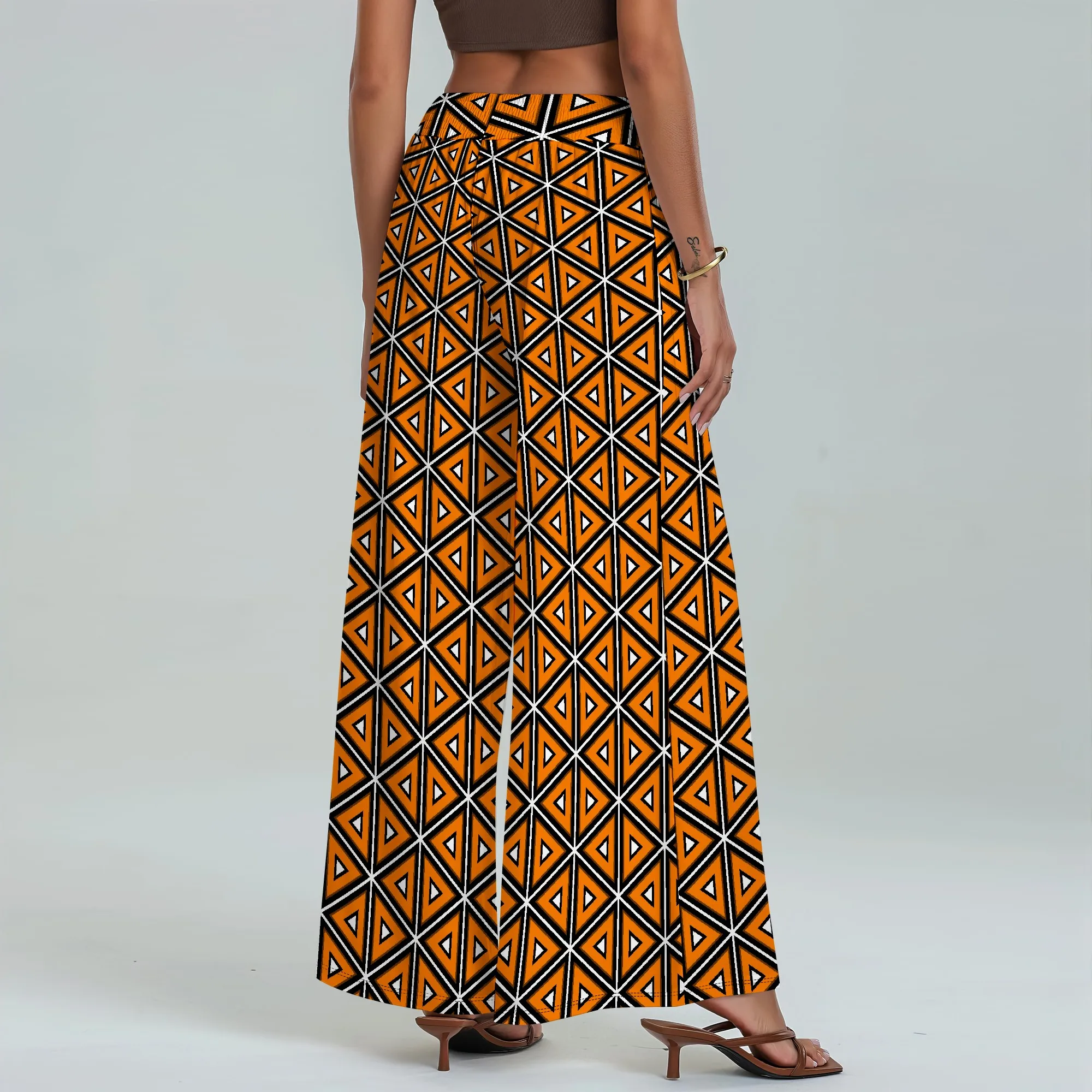 Women's Wide Leg Pants with Pockets All Seasons Casual Comfort Geometric Pattern for Rave Party Music Festival