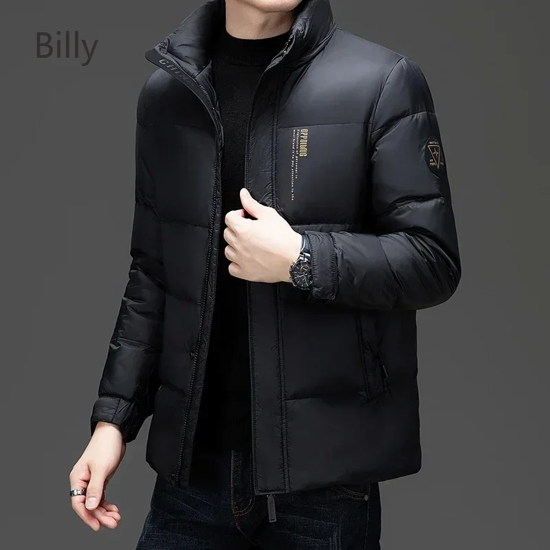 Black Gold Short Down Jacket Removable Hat Designer Clothes Men Duck Down Padding Casual Man Jackets 2024 Winter Coat Men