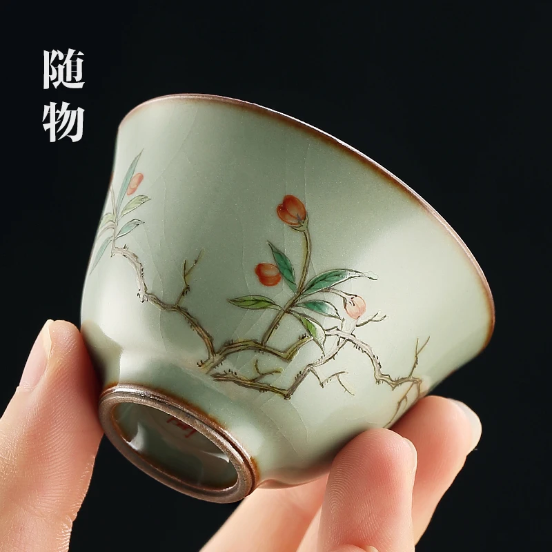 Grass Green Ru Kiln Opening Can Cultivate Small Size Single Kung Fu Set Ceramic Tea Master Cup