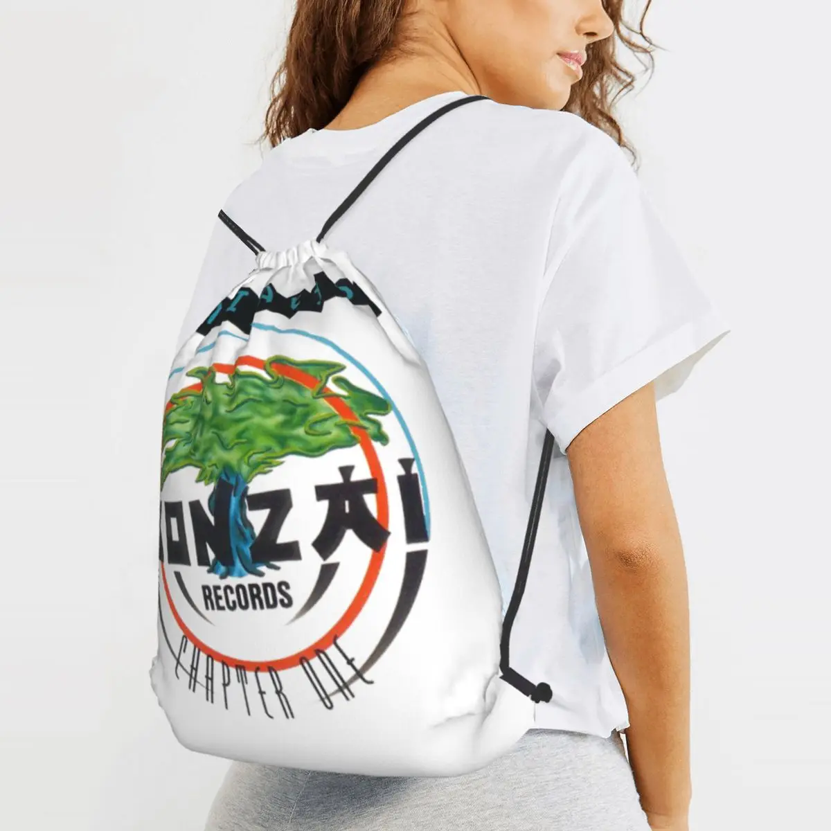 Bonzai Records Backpacks Multi-function Drawstring Bundle Pocket Sports Bag Book Bags for Travel Students