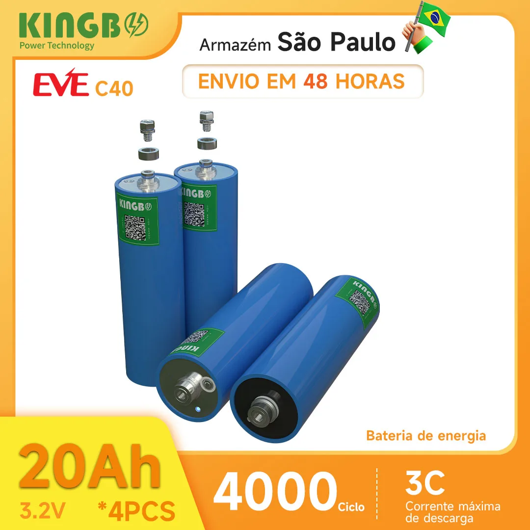 Kingbo Power 4 قطعة EVEC40 20Ah 3.2 فولت بطارية Lifepo4 للدراجات النارية محرك السيارات خلايا بطارية تخزين مريحة