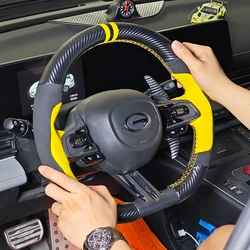 DIY Hand Sewing Car Steering Wheel Cover for 2023 Trumpchi EMPOW EMKOO GS3 Car Carbon Fiber Suede Interior Accessories