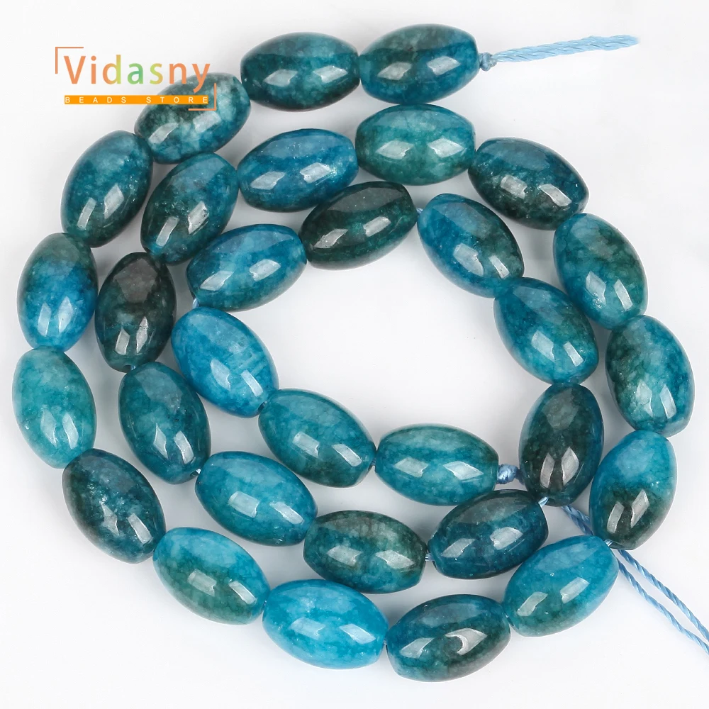 8x12mm Natursteine Apatit Chalcedon Reiskornform Lose Perlen für Schmuckherstellung Passend für DIY Armbänder Halsketten Zubehör – Detail 3