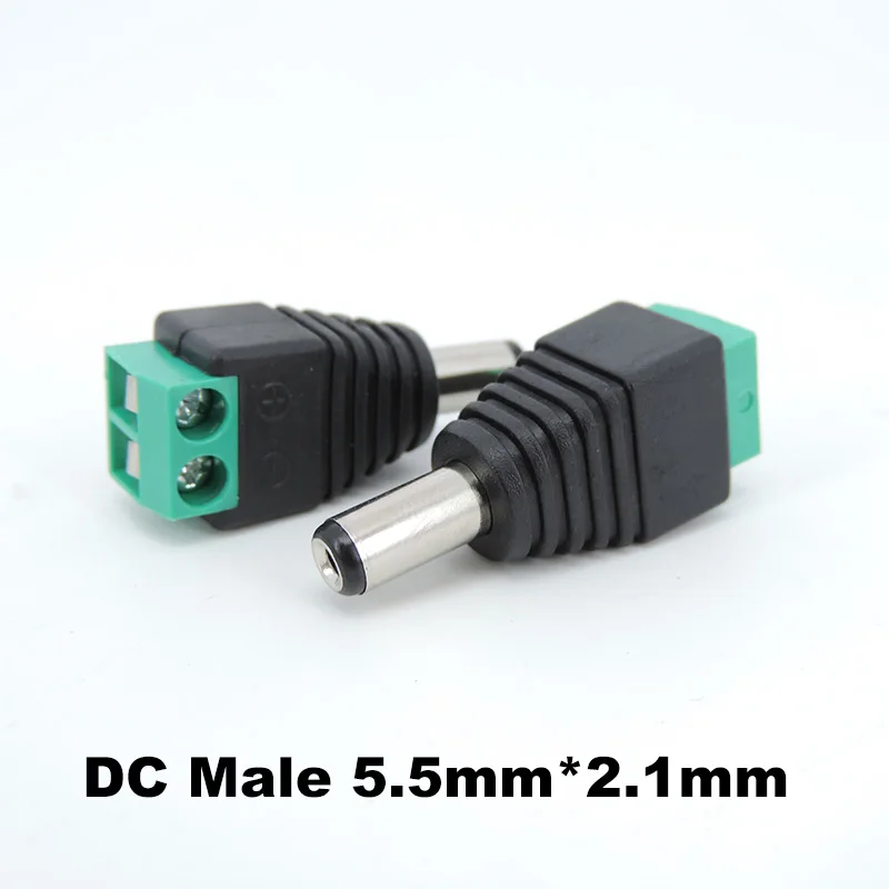 2.1mm x 5.5mm DC Female Male Power Plug Adapter Power Jack Adapter Connector Male Plug for led strip CCTV Cameras Socket