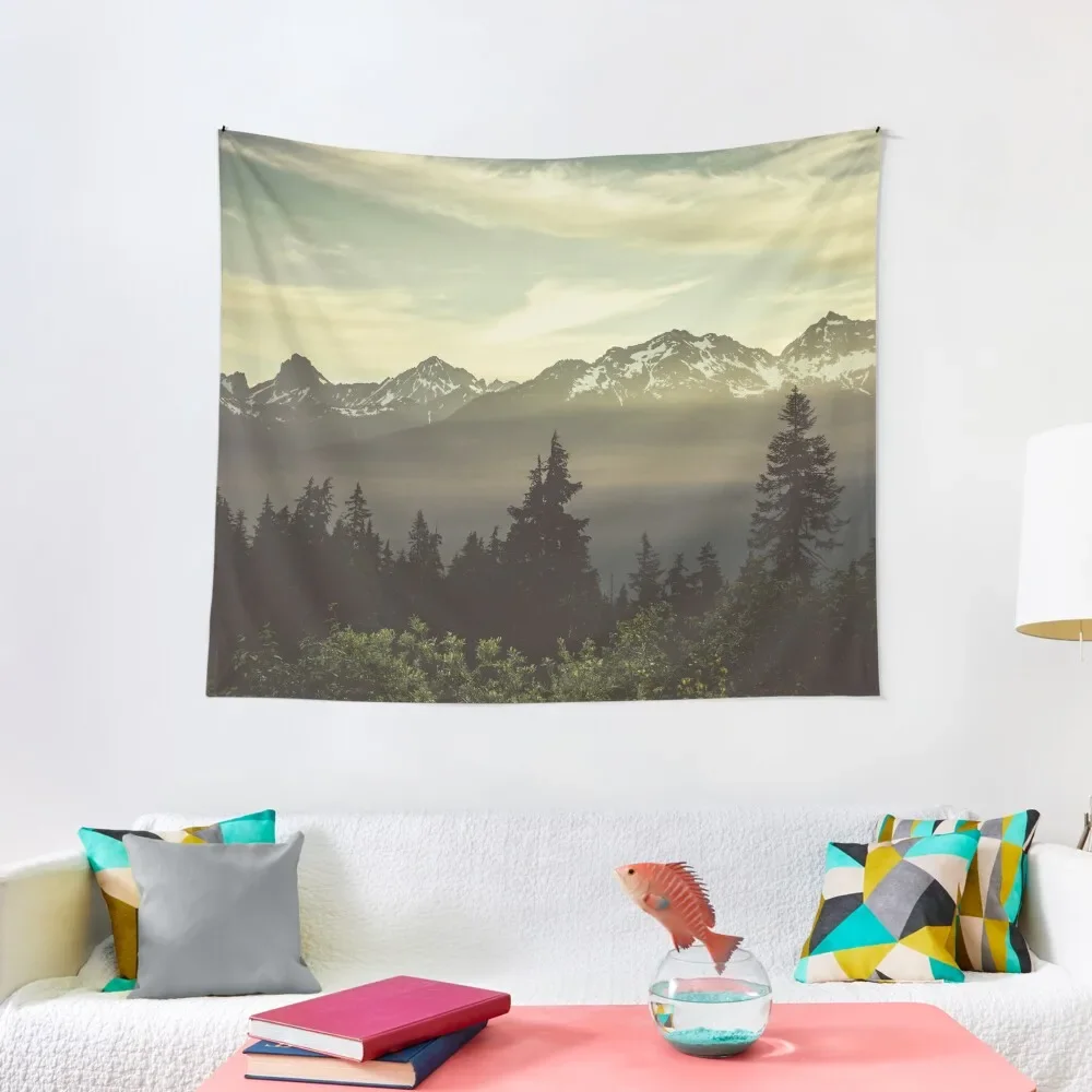 

Pacific Northwest Sunrise - Northern Cascade Mountain Forest Tapestry Outdoor Decor Tapete For The Wall Tapestry