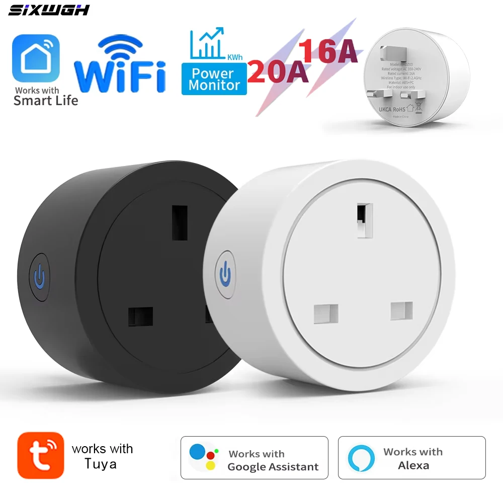 Sixwgh Tuya Smart Socket WiFi UK Plug Remote Control Realizes Whole House Intelligence Support Google Home Alexa