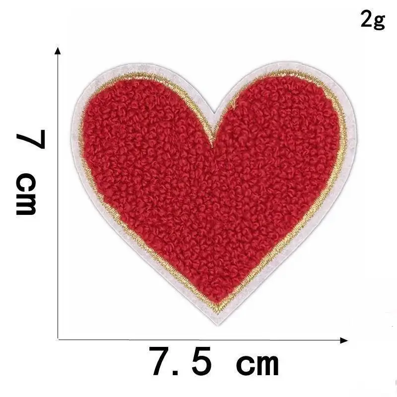 Mehrfarbige Handtuch-Stickerei-Herz-Aufnäher zum Aufbügeln, weich, flauschig, einfach anzubringen, perfekt für DIY-Jacken, Taschen, Bastelarbeiten, Dekorationen. – Detail 5