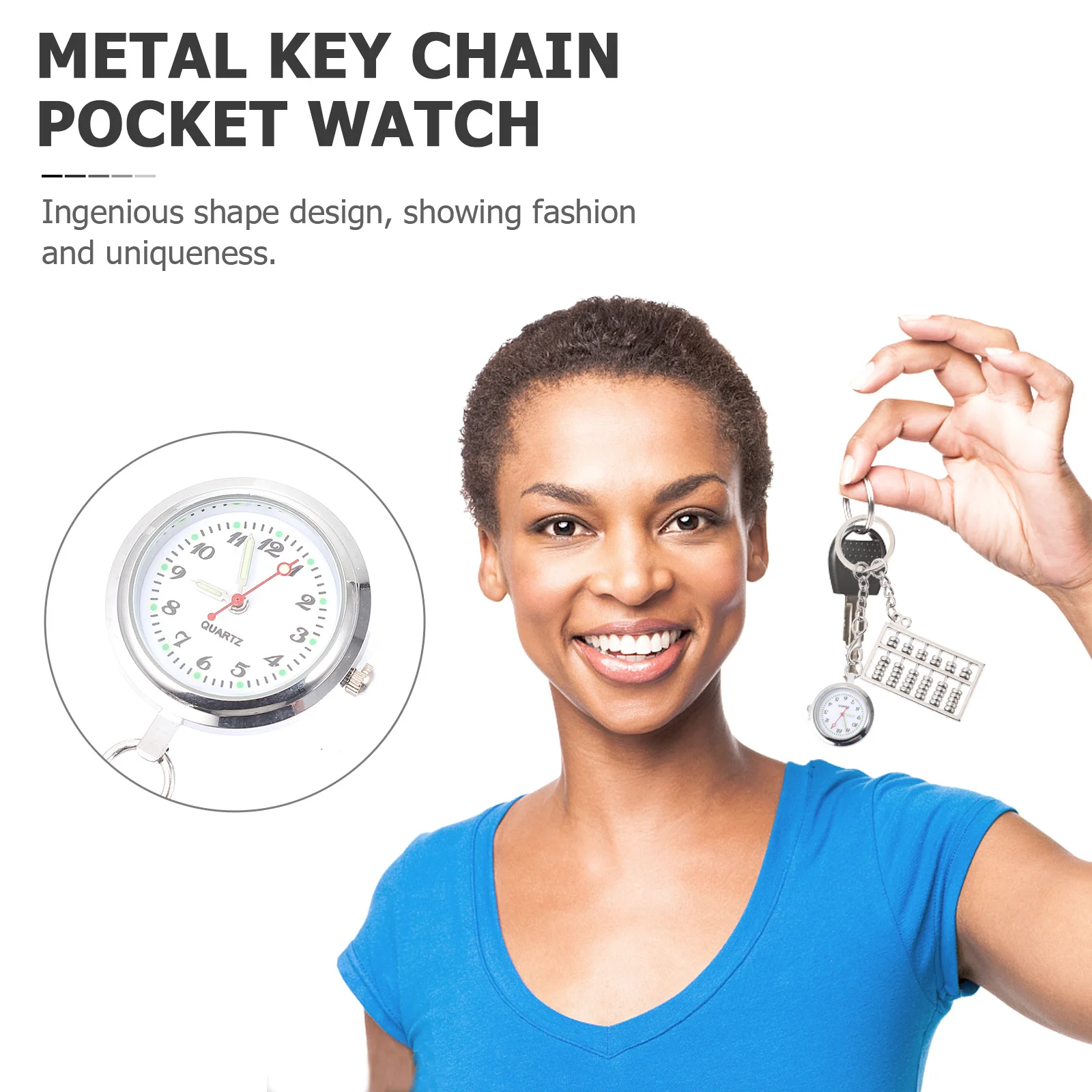 

Keychain Abacus Pocket Hanging Watch Creative Suspension Design Metal Glass Mirror Nurse Watch Stable Accurate Time
