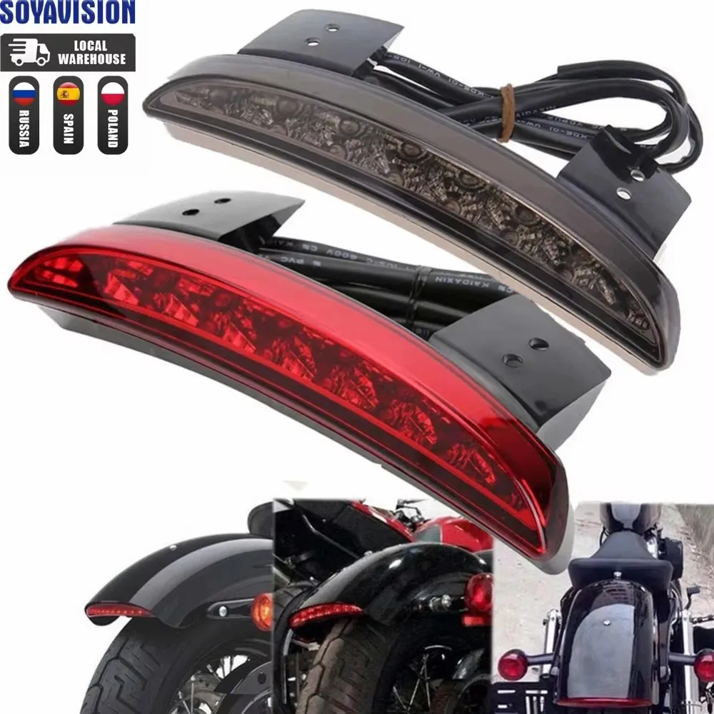 Para Harley Sportster XL 883, luz trasera de borde de guardabarros picado para motocicleta, señal de giro ámbar LED, luz trasera de freno de parada roja