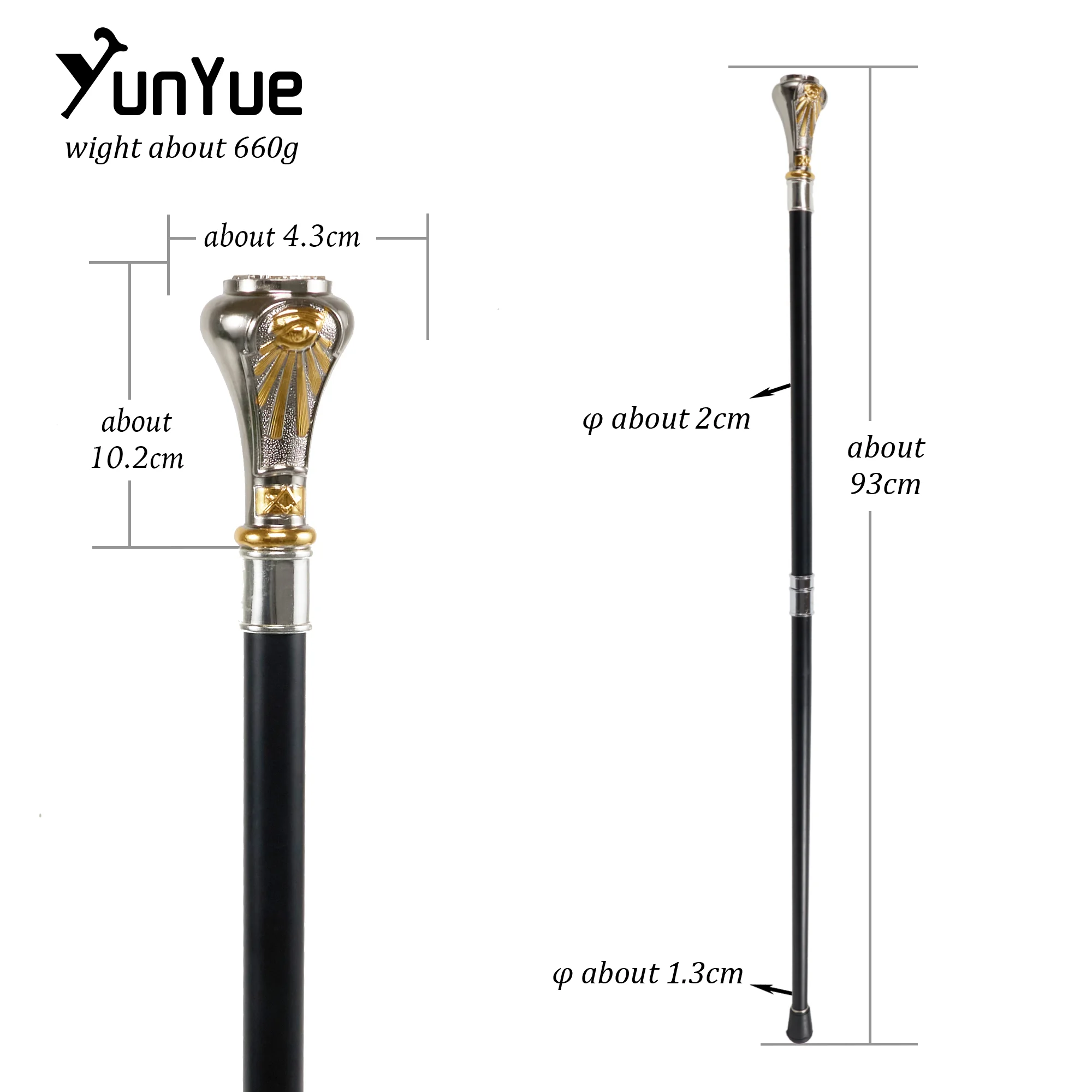 الذهب الأبيض الشمس الله الطوطم المعادن عصا للمشي الفن الزخرفية هدية عصا للمشي شهم أنيقة العكاز تأثيري فيلم الدعامة الصولجان