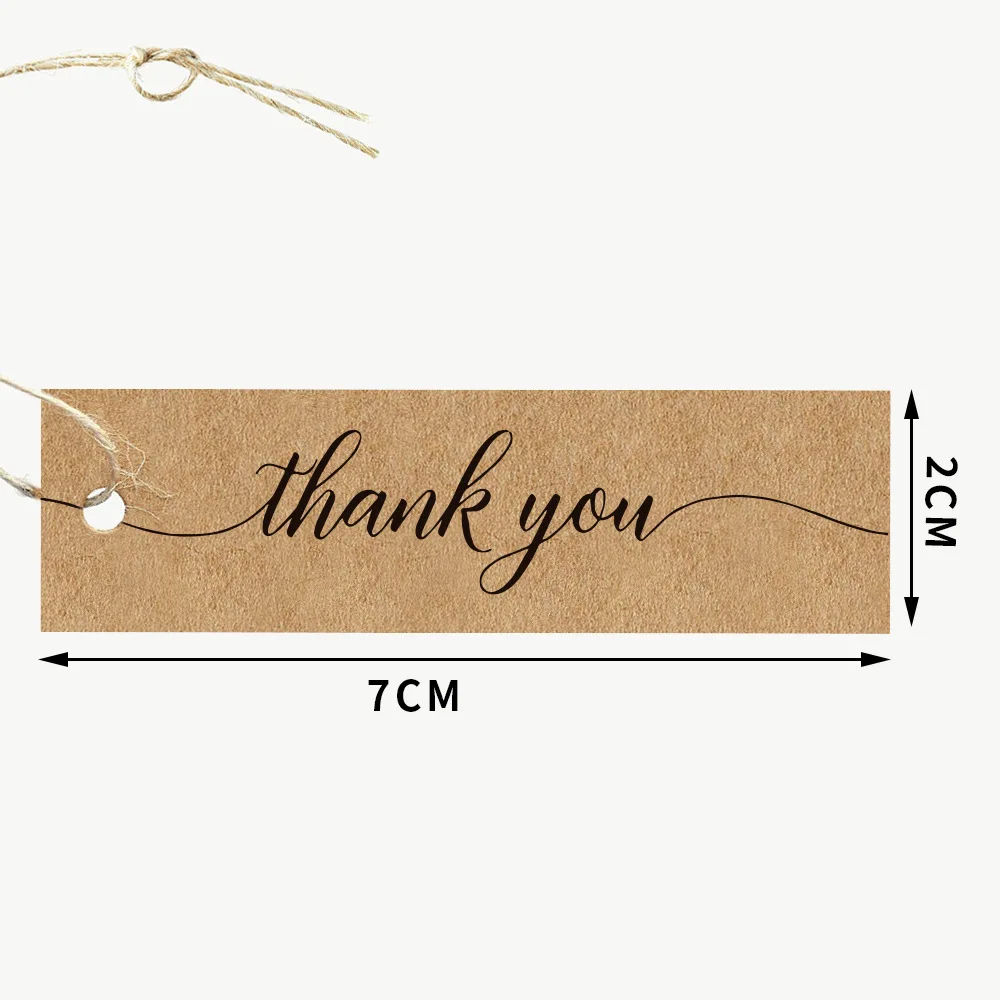 Rectangle Brown Craft Paper Hanging Thank You Card Greeting Label Tag Handmade With Love Gift Box Jewelry Packaging Supplies