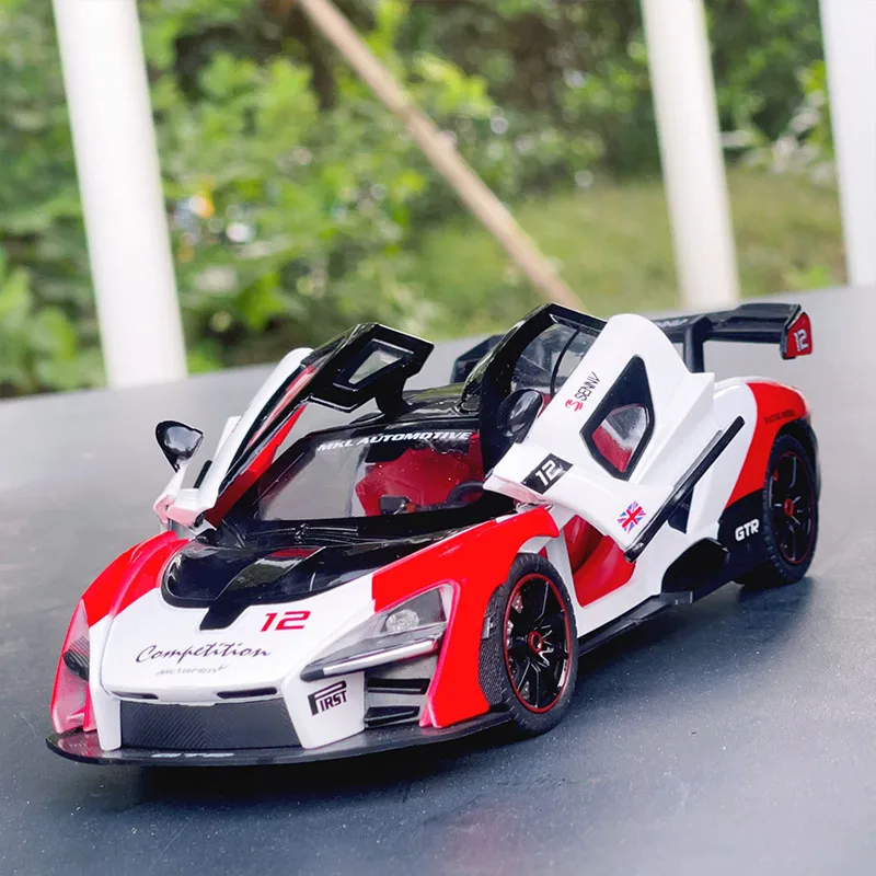 1:24 Senna Sports Car Alloy Car Model Sound and Light Pull Back Children's Toy Collectibles Birthday gift