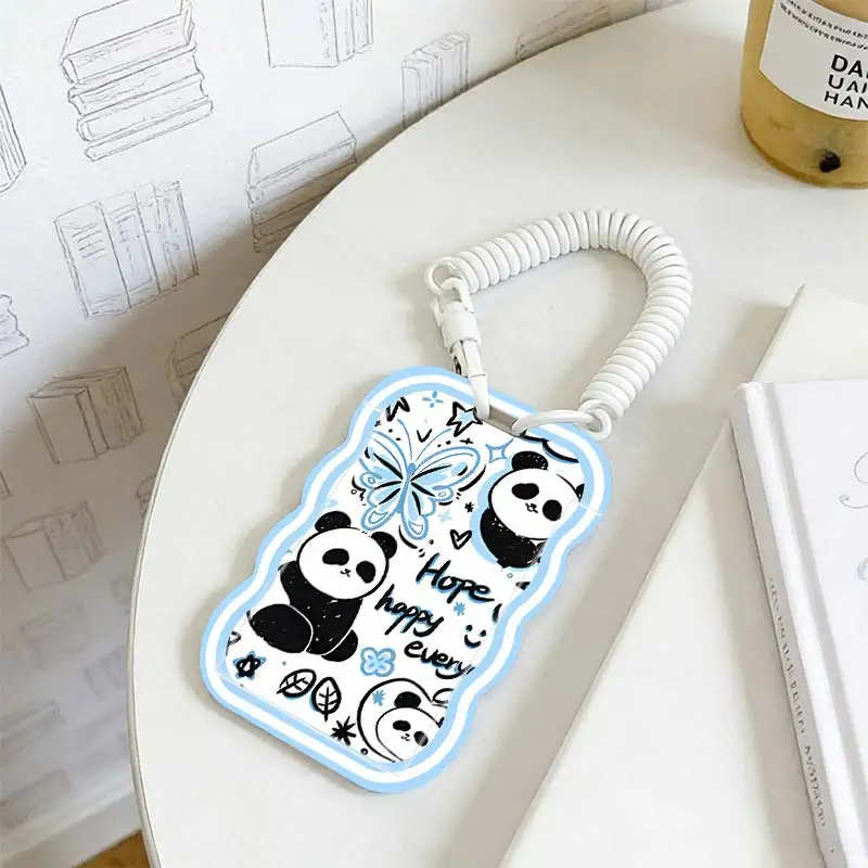 Cards Cover for Stretchable Spring Cord Photo Protector Student Bus/Meal Card Protection Case Kpop Photocard Holder
