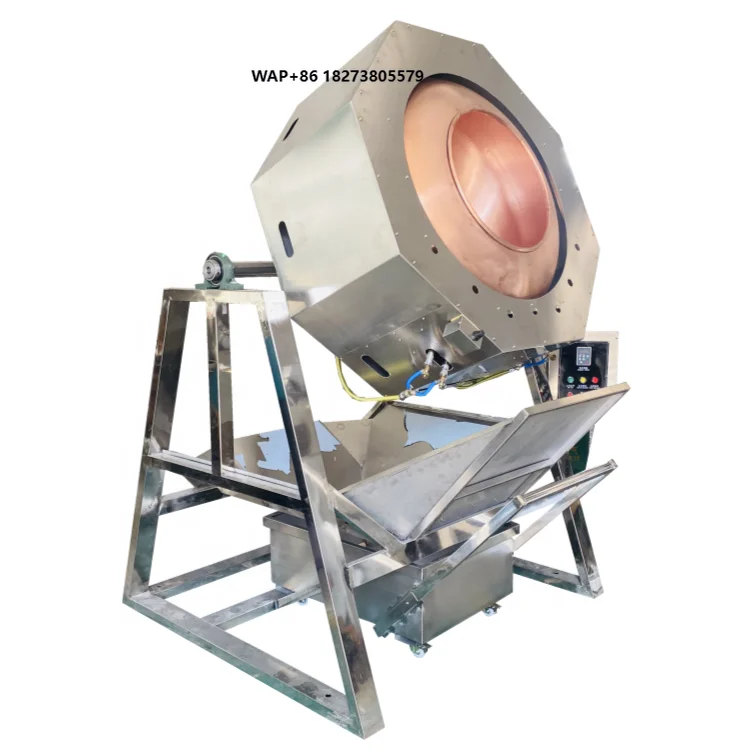 Big Power Gas burner Auto Discharge  Caramelized Nuts Coating Making Machine