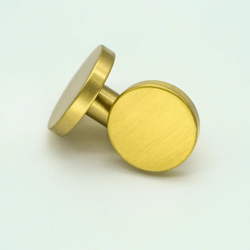 Puxador de cobre leve, hardware de móveis de luxo, furo único, cabeça plana, porta de guarda-roupa, novo puxador redondo de cobre chinês