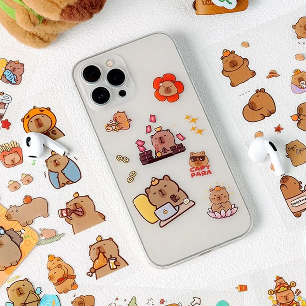 6 Pcs/Bag Cute Capybara Hand Ledger Stickers Creative Cartoon Animal Scrapbooking DIY Material Aesthetic Waterproof