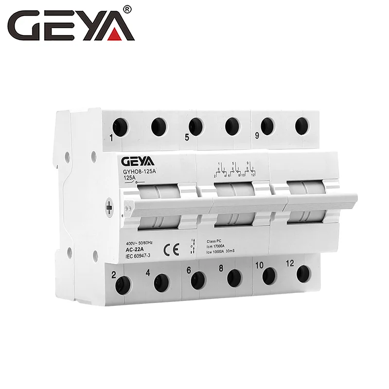 GEYA GYHO8 3P 4P 63A 125A Dual Power Manual Transfer Isolating Switch Interlock Circuit Breaker Modular Changeover Switch view 5