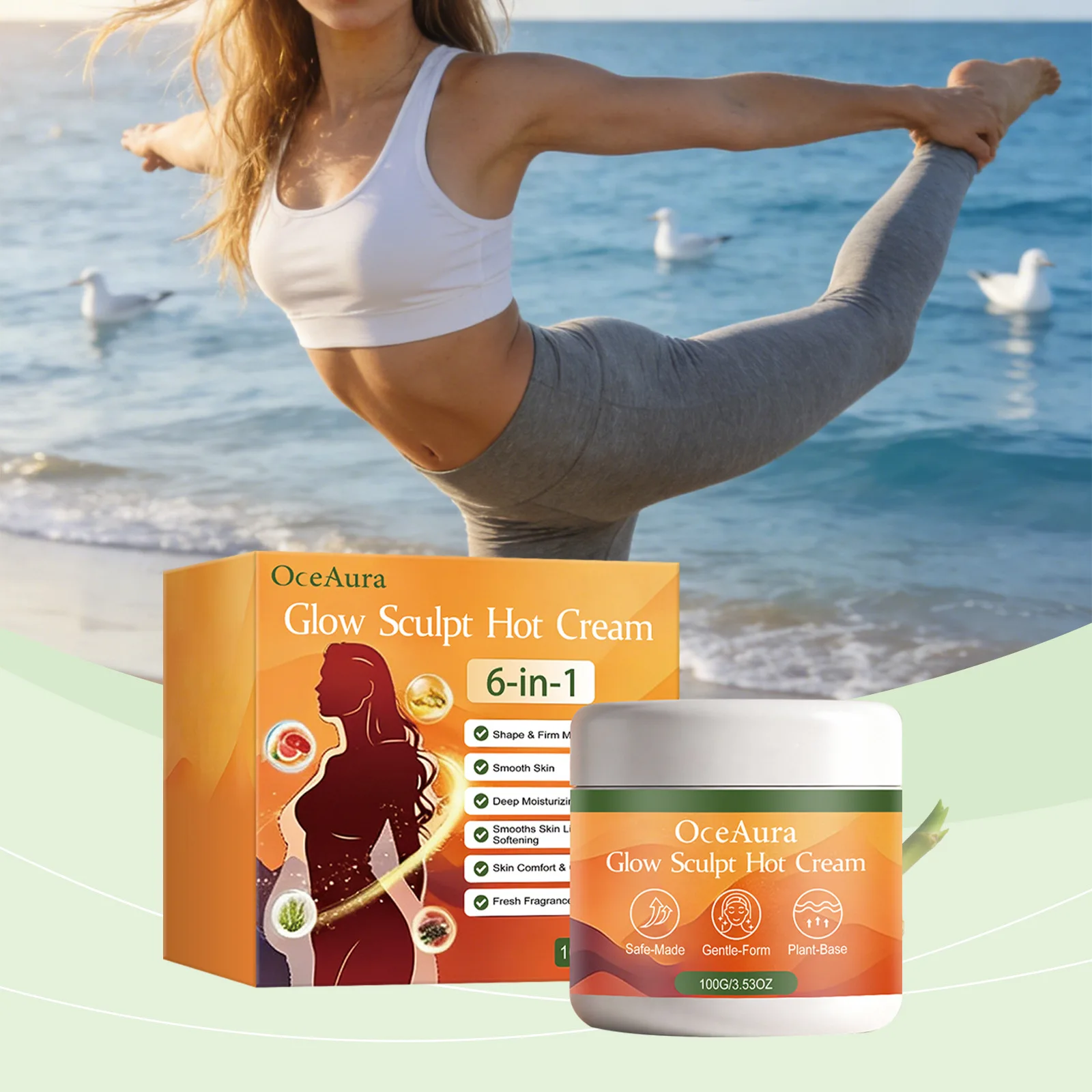 

OCEAURA Hot Cream Burn Fat Slimming Weight Loss Deeping Hydration Perspiration Brighten Skin Tone Firm Massage Skin Soothing Gel