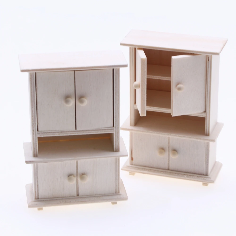 Miniature Items Wooden Wardrobe Bedroom Scene Accessories Furniture Model Retro Vertical Cabinet