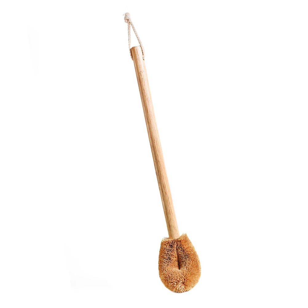 

Coir Toilet Brush Bowl Cleaner Long Handle Non Slip Grip Arc Head Environmental Friendly Restroom Cleaning Tool Practical Brush