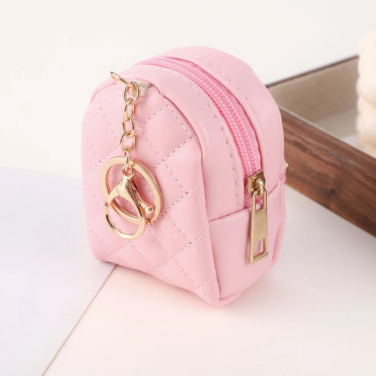 Mini Custom Name Keychain Coin Purse Personalized Name Storage Bag Laser Engraving PU Leather Gift Customized Name Key Chain - view 5